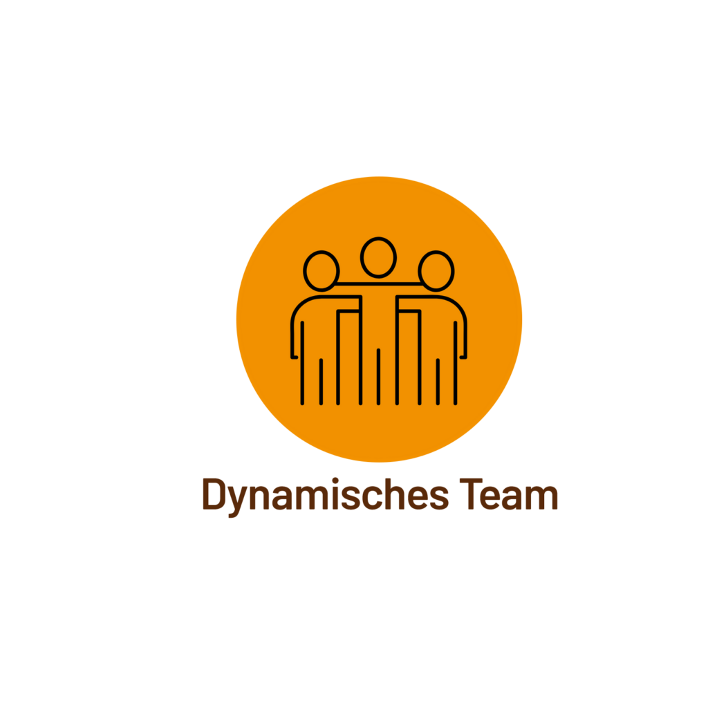 Icon mit Team aus drei Personen für dynamisches Team