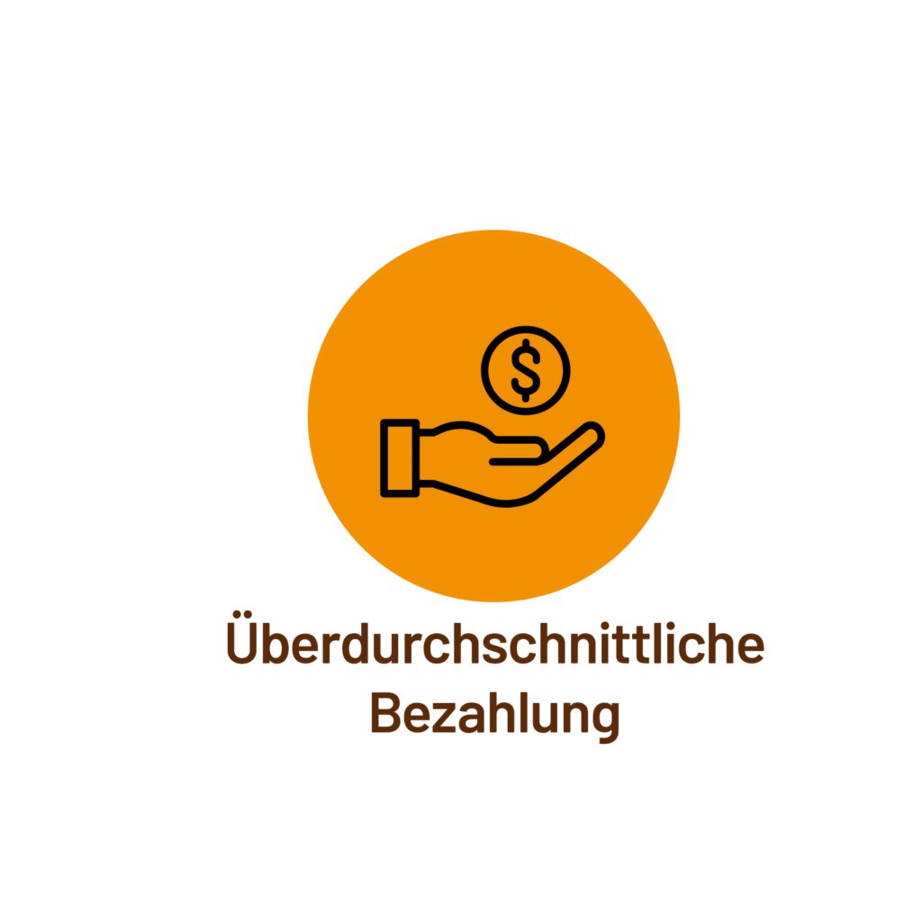 Icon mit Hand und Münze für überdurchschnittliche Bezahlung